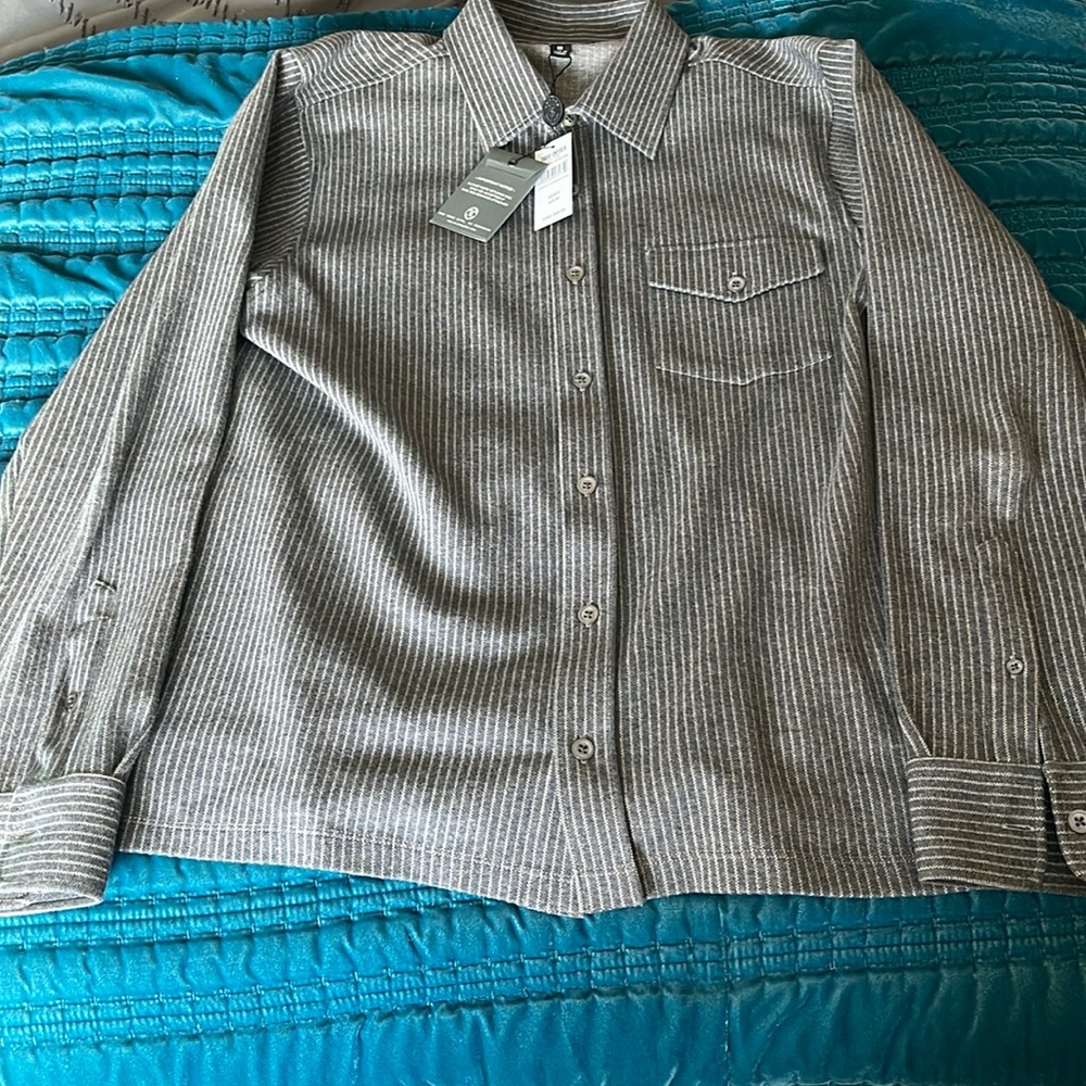 Todd Snyder Gray Striped Casual Button Down Shirt